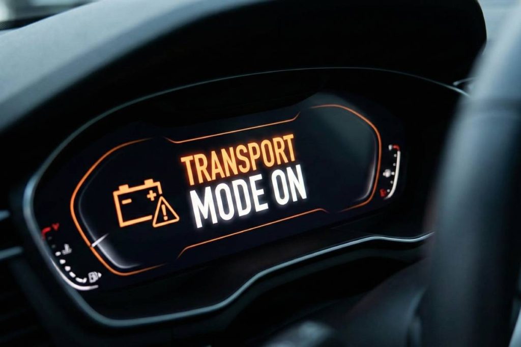 Dashboard warning light showing Transport Mode Active notification